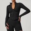 Custom Women's Yoga Jacket | Stand Collar Zipper Long Sleeve Yoga Jacket Women Tight Quick Dry