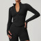 Custom Women's Yoga Jacket | Stand Collar Zipper Long Sleeve Yoga Jacket Women Tight Quick Dry