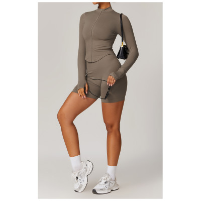 Custom Women's Yoga Jacket | Stand Collar Zipper Long Sleeve Yoga Jacket Women Tight Quick Dry