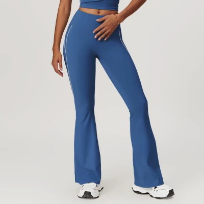 Custom Flared Pants|Women's Sports Solid Color Running Yoga Pants Hip Lifting Jogging Flared Pants