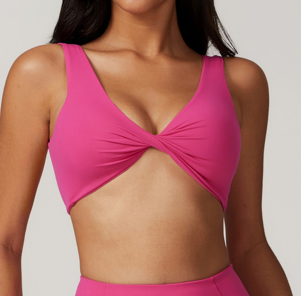 Custom workout sports bra| Private Label Halter Pink Hot Sexy Padded Open Sport Bra