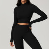 Custom yoga zip jacket| Quick Dry Winter New Print Long Sleeve Yoga Wear T Shirts Yoga Zip Jacket