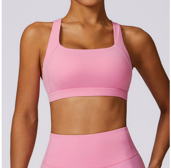 Custom sports bra backless| 2024 New Style Spandex Clothing Blank Pink Sports Bra Quick Dry