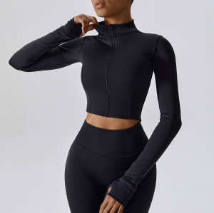Custom yoga jacket|High Quality Custom Long Sleeve Zip Up Yoga Jacket and Gym Yoga Jacket Zip
