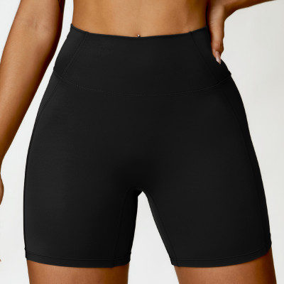 Custom Woman Yoga Shorts |Girl Sport High Waist Black Workout Shorts For Gym Yoga Running