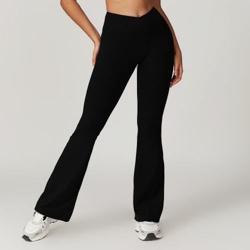 Custom wide-legged pants| Wholesale Custom Nylon Spandex Flare Leggings Butt Lift Palazzo Pants