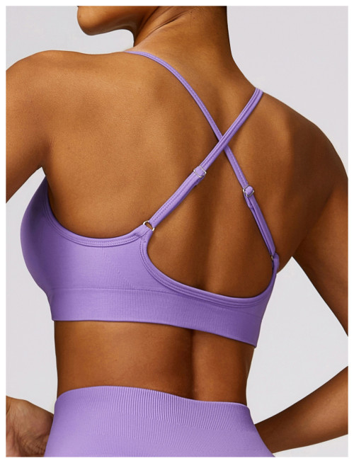 Custom sports bra cross | High quality clothing lace-up sports bra cross back open back yoga bra