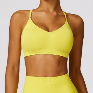 Custom sports bra cross | High quality clothing lace-up sports bra cross back open back yoga bra
