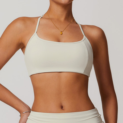 Custom halterneck sports bra |Halterneck tight back bra with chest pad outdoor sports yoga wear