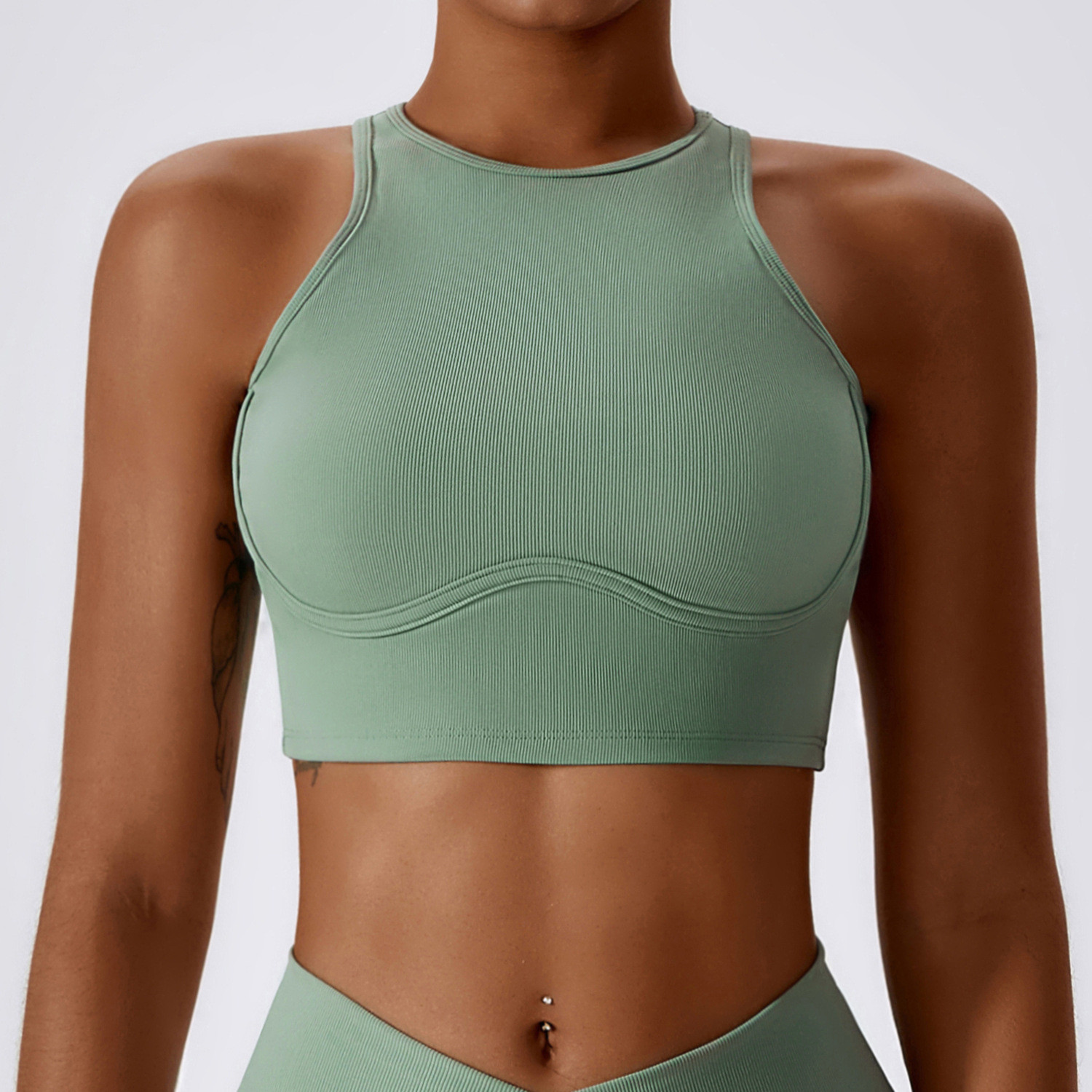 halter neck sports bra