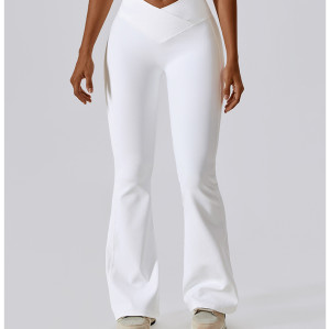 Custom yoga flares pants| Athletic Tights V Shape Fitness Yoga Leggings High waist Crossover Flare