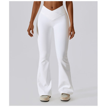 Custom yoga flares pants| Athletic Tights V Shape Fitness Yoga Leggings High waist Crossover Flare