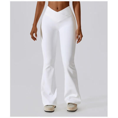 Custom yoga flares pants| Athletic Tights V Shape Fitness Yoga Leggings High waist Crossover Flare