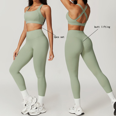 Custom 2 pieces Yoga set | Plus size nylon spandex sports bra and lggings set