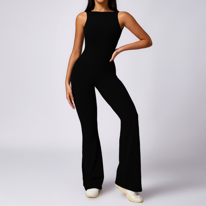 Custom Outdoor Sportswear | Women's flared bodysuit tights factory custom made fabric color summer