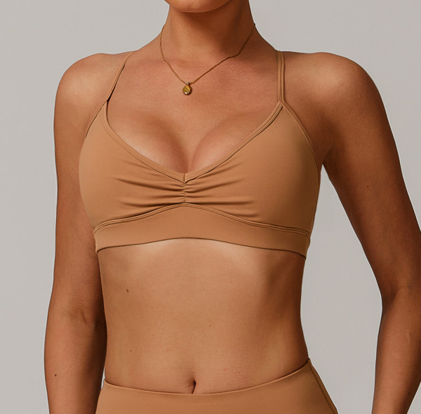 Custom Sports Bra Dealers | Wholesale back cross strap sexy bra custom solid color fabric logo