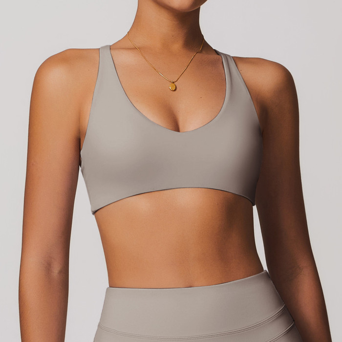 Custom Sports Bra Supplier | Customized matte high elastic double-sided sports bra private label