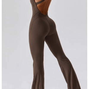 Athletic Wear Manufacture | Factory made solid color sports fitness yoga jumpsuit custom logo