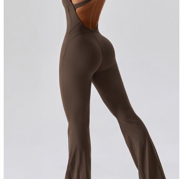 Athletic Wear Manufacture | Factory made solid color sports fitness yoga jumpsuit custom logo