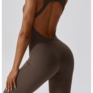 Athletic Wear Manufacture | Factory made solid color sports fitness yoga jumpsuit custom logo