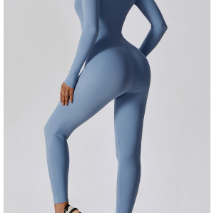Custom Athletic Wear wholesale|Women long sleeve sports jumpsuit factory direct custom logo fabric