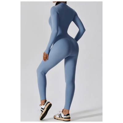 Custom Athletic Wear wholesale|Women long sleeve sports jumpsuit factory direct custom logo fabric
