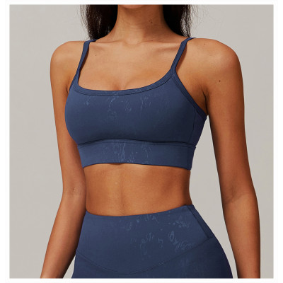 Custom Sports Bra Manufacturer | Custom solid color sports bra hot stamping process wholesale