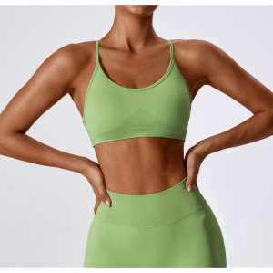 Custom Sports Bra Supplier | Wholesale custom seamless solid color fitness bra sexy cross straps