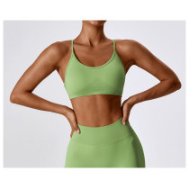 Custom Sports Bra Supplier | Wholesale custom seamless solid color fitness bra sexy cross straps