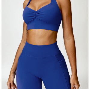 Custom sports bra| High Quality Gym Sports Bra And Shorts Set Yoga Wide Waistband Sports Shorts