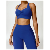 Custom sports bra| High Quality Gym Sports Bra And Shorts Set Yoga Wide Waistband Sports Shorts