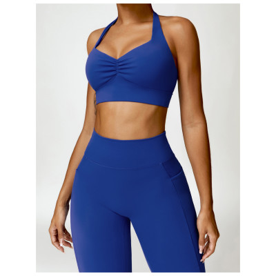 Custom sports bra| High Quality Gym Sports Bra And Shorts Set Yoga Wide Waistband Sports Shorts