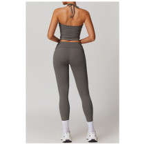 Custom sportswear for women | Womens Summer 2 Piece Outfits Linen Crop Tank Tops Leggings Yoga