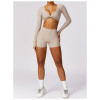 Custom Layer Long Sleeve Yoga | 2 Pieces Seamless Brushed Long Sleeve Yoga Clothes
