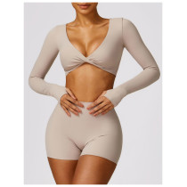 Custom Layer Long Sleeve Yoga | 2 Pieces Seamless Brushed Long Sleeve Yoga Clothes