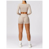Custom Layer Long Sleeve Yoga | 2 Pieces Seamless Brushed Long Sleeve Yoga Clothes