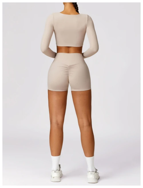 Custom Layer Long Sleeve Yoga | 2 Pieces Seamless Brushed Long Sleeve Yoga Clothes