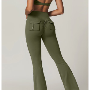 Custom Yoga Pants With Pocket |New Women's Wide-Leg Yoga Pants Custom Logo High Waist Yoga Set