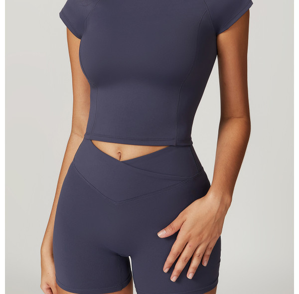 Custom high quality vest | Clothing quick dry yoga shorts spandex printed short sleeves for women