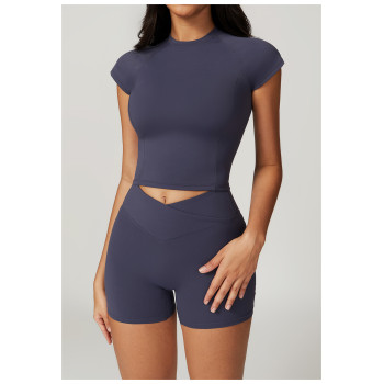 Custom high quality vest | Clothing quick dry yoga shorts spandex printed short sleeves for women