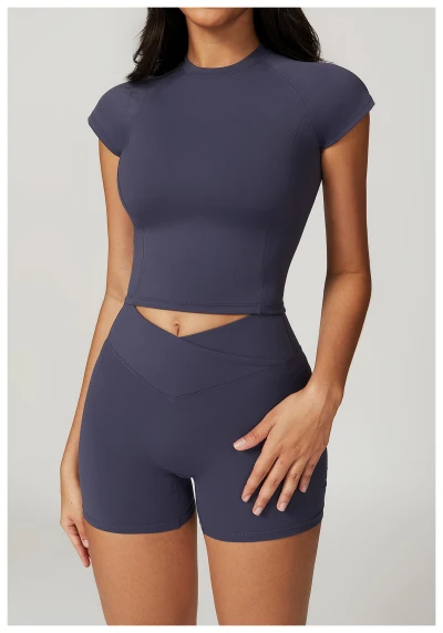 Custom high quality vest | Clothing quick dry yoga shorts spandex printed short sleeves for women