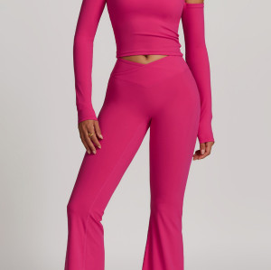 Custom Cropped Long Sleeve Tops | Solid Color Custom Printed Women's Long Sleeve T-Shirt Set