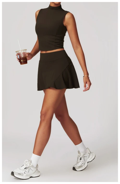 Custom 2 Piece Crop |Wholesale Women High Waist Tank Top Legging Set Sports Bra Crop Tops Skirt Set