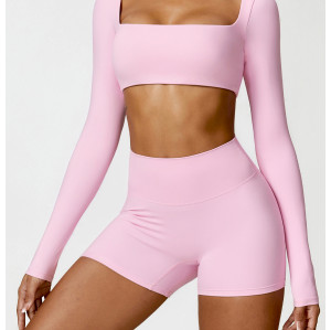 Custom Two Pieces Bra Sets |Custom Printing High Waist Speed Dry Women's Long-Sleeves