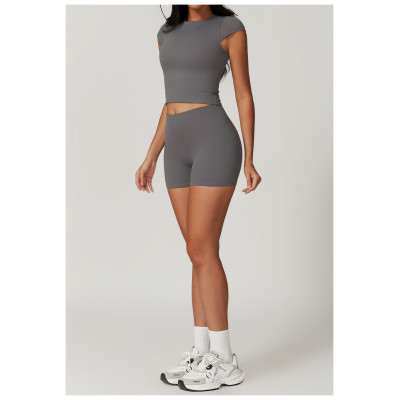 Custom Women T-shirt With Logo | High Quality Seamless Yoga Shorts Hot Sale Running Yoga Shorts