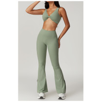 Custom yoga Leggings flared|Custom Embroidery Vintage Fabric OEM Wide Leg Yoga Leggings Sports Wear