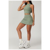 Custom  short skirt tank top| Wholesale Custom Logo Women Back Gym Shorts  Outer Wear Fitness Bra