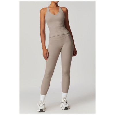 Custom Wholesale Yoga Sets|New Style Yoga Sets Tank Top Women Yoga Leggings For High Waist Leggings