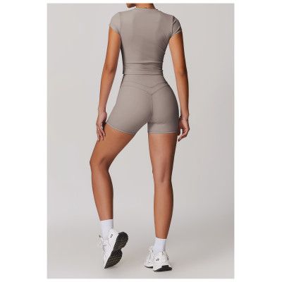 Custom Yoga T-shirt and Shorts| Custom Logo Crop Tops Women's T-Shirt Workout Fitness Leggings