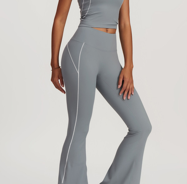 Custom yoga flare leggings |Women's Sports Bra Crop Top High Waist Shorts Flare Leggings Active Set